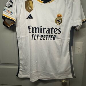 Adidas White Soccer Jersey with Black Accents